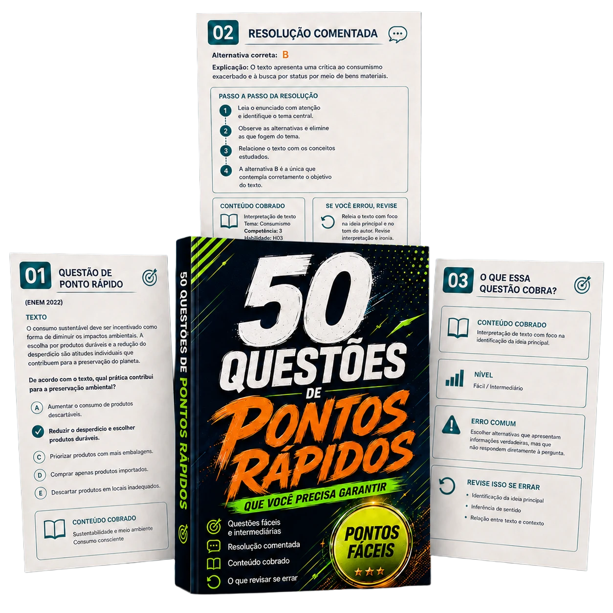 Mockup do bônus 50 Questões de Pontos Rápidos